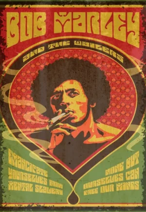 houten poster muziek bobmarley bycnk