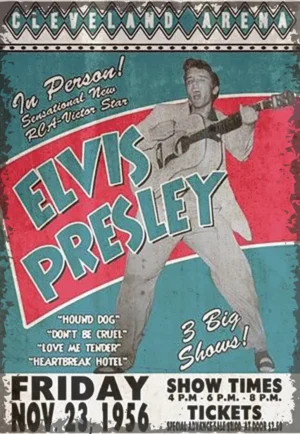 houten poster muziek elvis presley bycnk