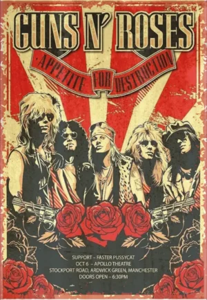 Home houten poster muziek gunsnroses bycnk