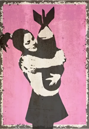 houten poster streetart hug bycnk