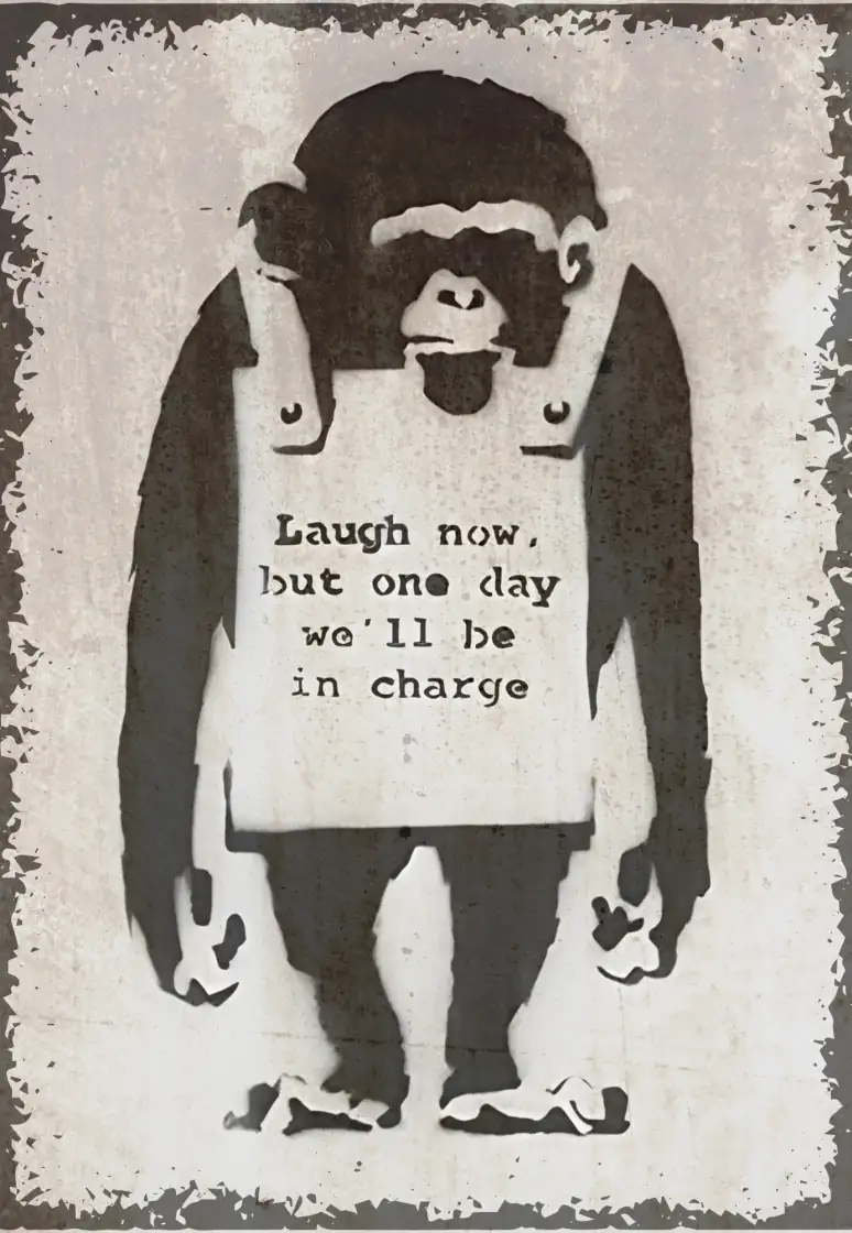 houten poster streetart monkey bycnk houten poster streetart monkey bycnk
