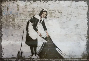 houten poster streetart waiter bycnk